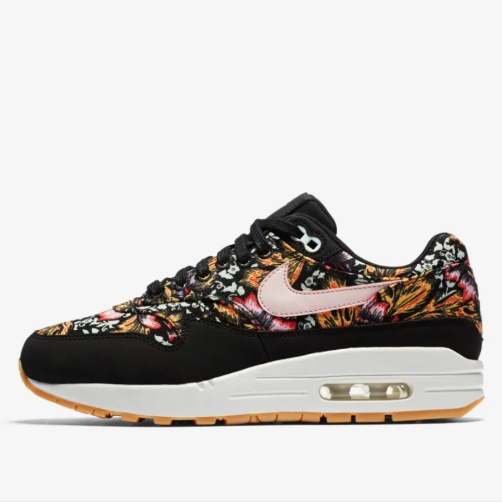 Nike AIR MAX 1 Heritage SPRING MIX Black Floral  Women's Size 7 Rare